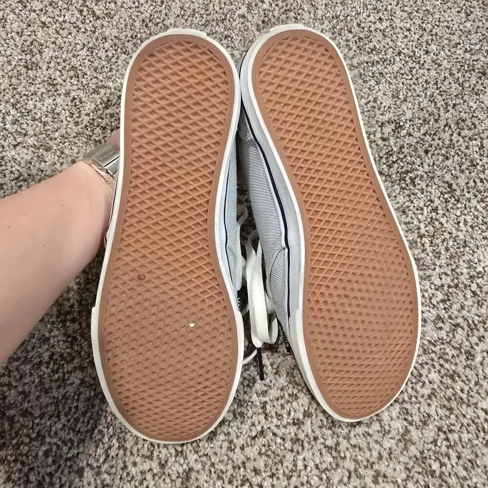 Women's Vans Gray Striped Lace Up Casual Sneakers | Size 7.5
